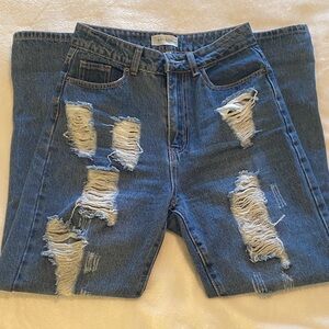 Woman’s bamboo Distressed Blue Jeans